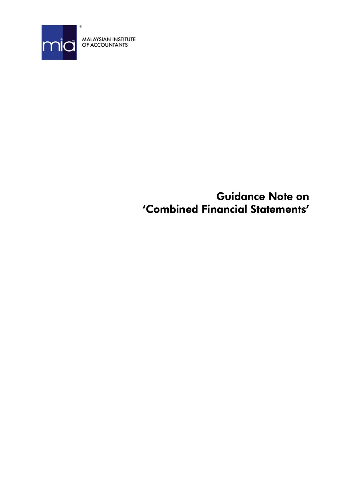 Reissuance of Guidance Note on Combined Financial Statements (28 Nov 2018)