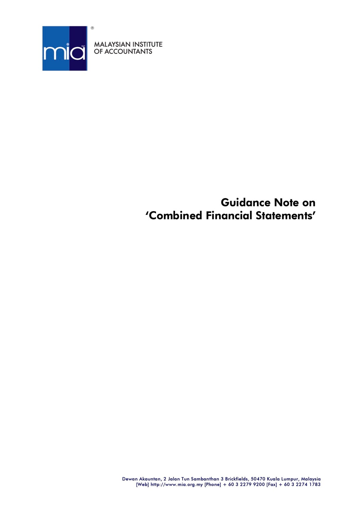 Guidance Note on Combined Financial Statements (9 Apr 2015)